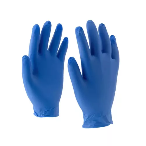 Egyszerhasználatos púdermentes nitril kesztyű, 100 db / 1 doboz (kék, L)