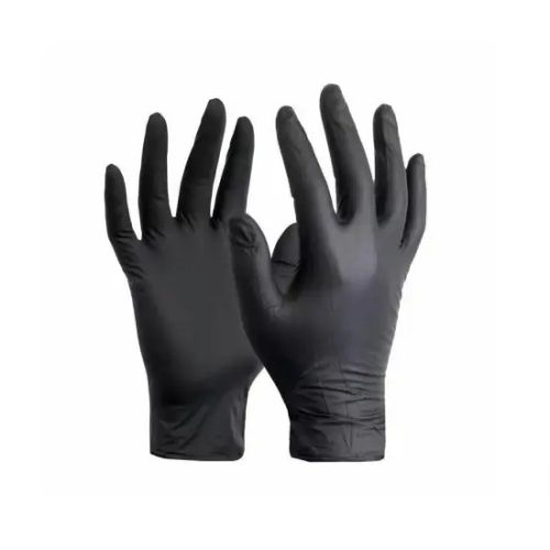 Egyszerhasználatos púdermentes nitril kesztyű, 100 db / 1 doboz (fekete, L)