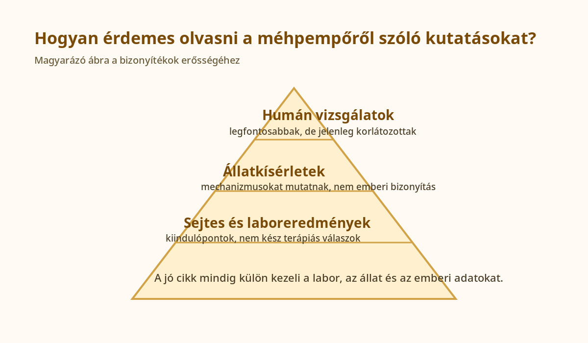 Bizonyítéki piramis a méhpempőről szóló kutatások értelmezéséhez.