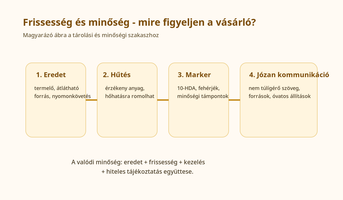 Ábra a méhpempő minőségéről, frissességéről és a vásárlói szempontokról.